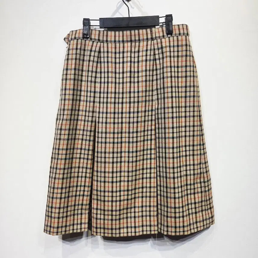 [BUNJANG] DAKS House Check 100% Wool Pleated Skirt Size 88 / 닥스(DAKS) 하우스체크 울 100% 플리츠 스커트