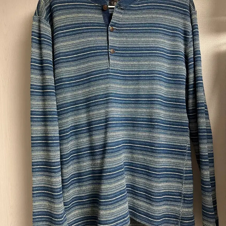 [BUNJANG] RRL Indigo Jacquard Henley Neck L / rrl 인디고 자카드 헨리넥 L