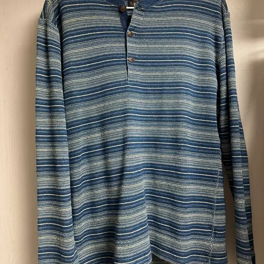 [BUNJANG] RRL Indigo Jacquard Henley Neck L / rrl 인디고 자카드 헨리넥 L