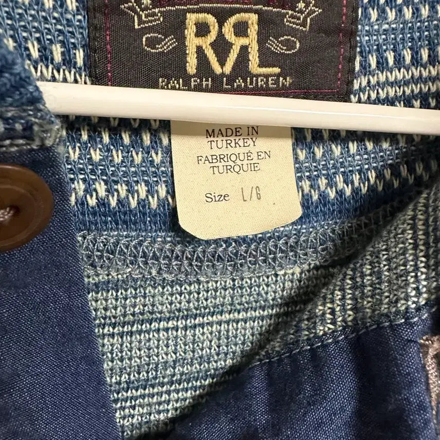 [BUNJANG] RRL Indigo Jacquard Henley Neck L / rrl 인디고 자카드 헨리넥 L