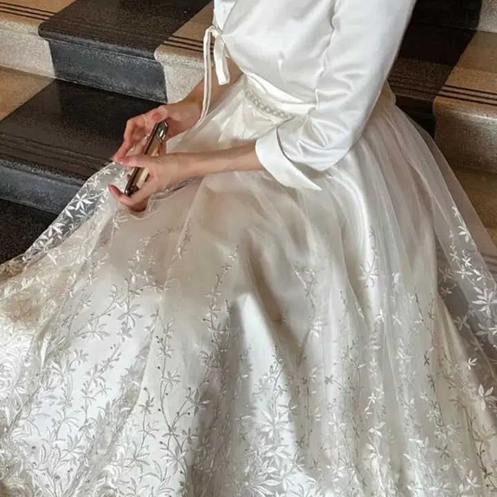 [BUNJANG] Baekseakji Coral Hanbok Dress / 백색지 산호초 케이드레스 한복드레스
