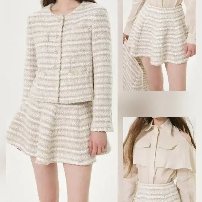 [BUNJANG] The Louran Miel Tweed Mini Skirt Beige / 더로랑 미엘 베이지 트위드 미니 스커트 m
