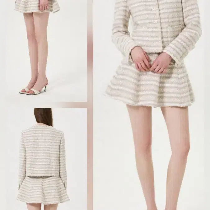 [BUNJANG] The Louran Miel Tweed Mini Skirt Beige / 더로랑 미엘 베이지 트위드 미니 스커트 m