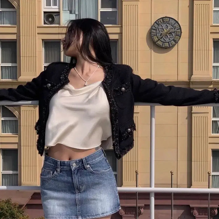 [BUNJANG] Pale Jade Tweed Black Jacket / 새상품)페일제이드 트위드 블랙