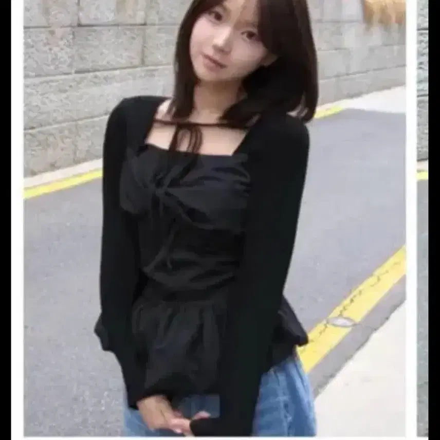 [BUNJANG] Black Shirring Blouse / 블랙 셔링 블라우스