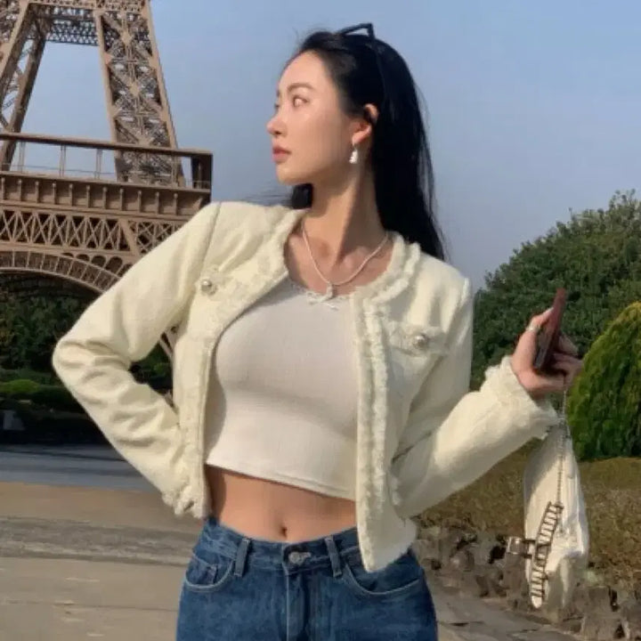 [BUNJANG] Pale Jade Tweed Ivory Jacket / 새상품)페일제이드 트위드 아이보리