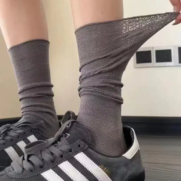 [BUNJANG] Punching Lace Socks (Grey) / 펀칭 레이스 삭스 양말 (회색)