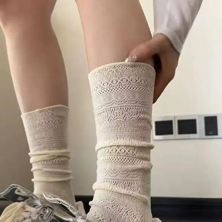 [BUNJANG] Punching Lace Socks (Grey) / 펀칭 레이스 삭스 양말 (회색)