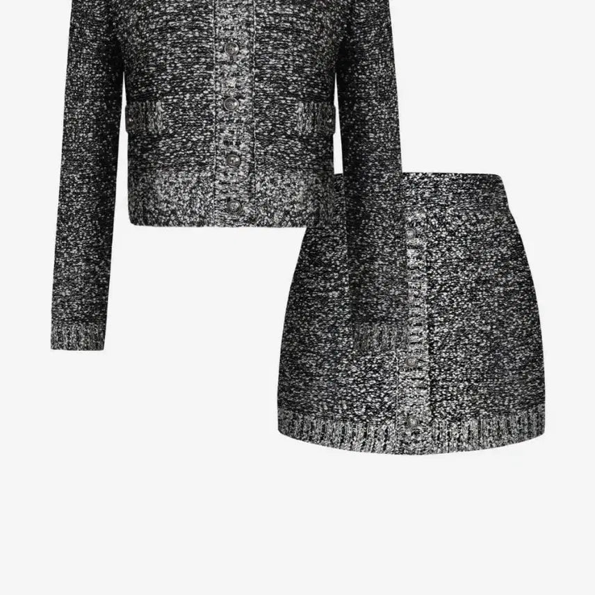 [BUNJANG] Thelorang Holiday Black Bouclé Knit Set / 더로랑 홀리데이 블랙 부클 니트 셋