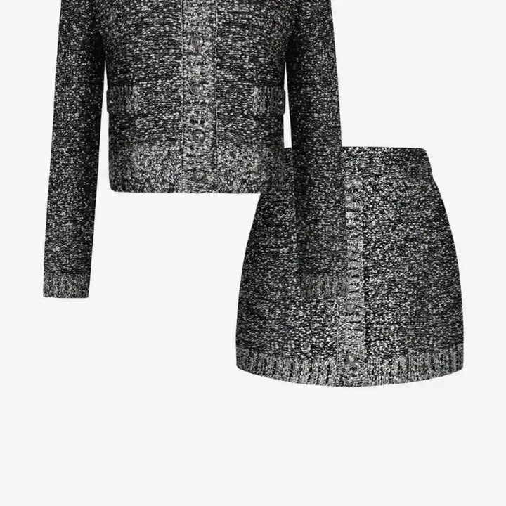 [BUNJANG] Thelorang Holiday Black Bouclé Knit Set / 더로랑 홀리데이 블랙 부클 니트 셋