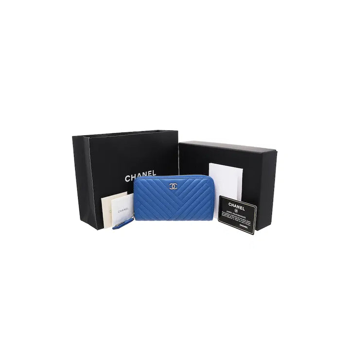 [BUNJANG] Chanel Chevron Zip Around Wallet / 샤넬 쉐브론 지퍼 장지갑