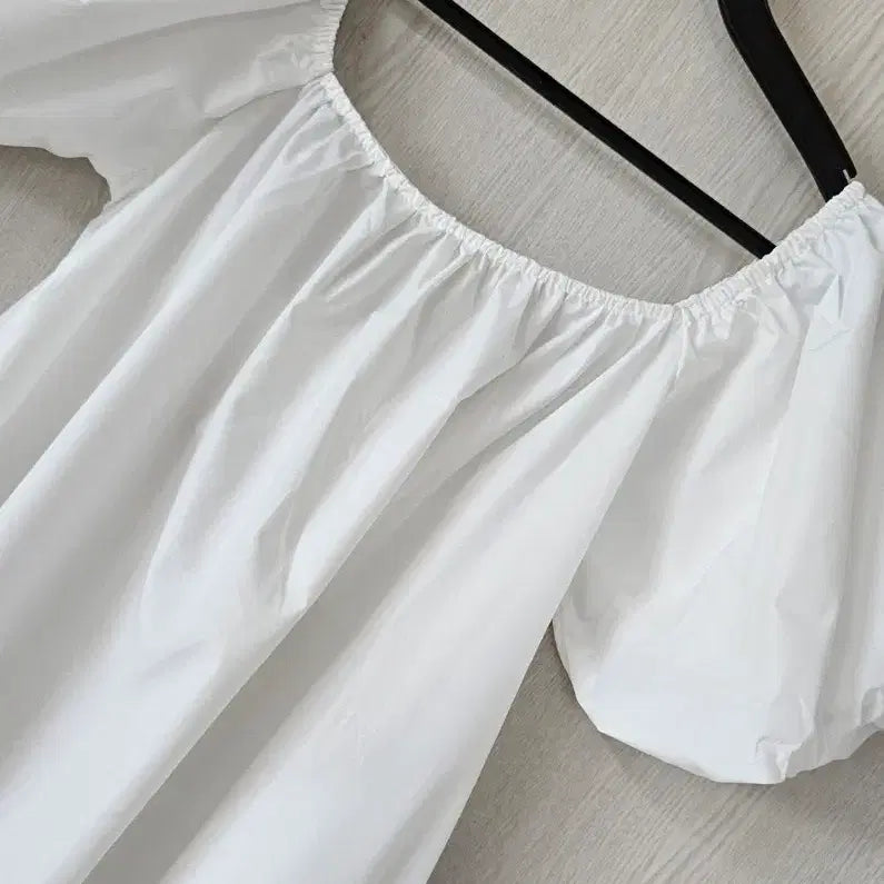 [BUNJANG] White Off-Shoulder Long Dress / (특가새상품)국산 화이트 오프숄더 원피스
