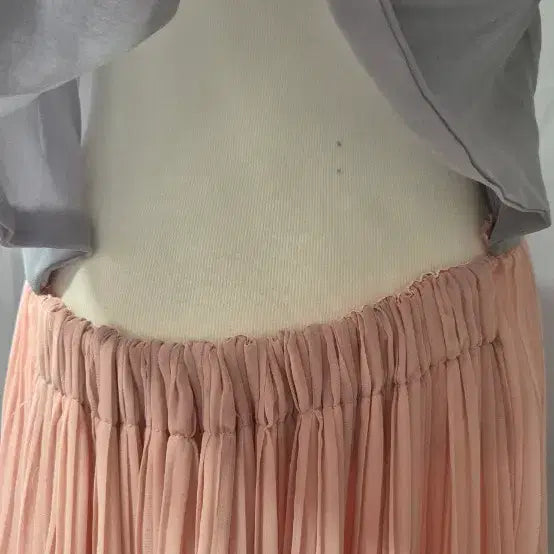 [BUNJANG] Gray/Pink Pleated Long Dress / 회색/핑크 플리츠 롱 원피스