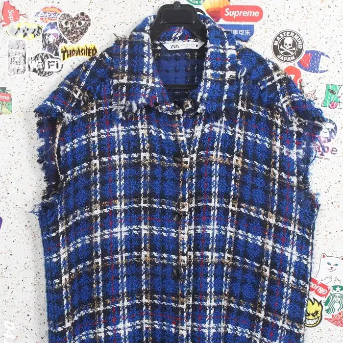[BUNJANG] Zara Tweed-style Check Shirt Vest Blouse XS / 여성XS / 자라 트위드풍 체크 셔츠 조끼BL 3-22