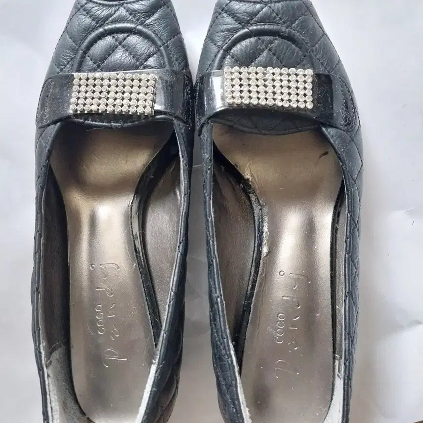 [BUNJANG] COCO Candy Black Heel with Cubic Decoration Shoes / COCO candy 블랙 힐 큐빅 장식