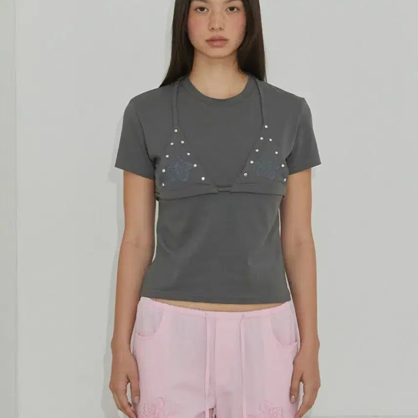 [BUNJANG] More Than Paradise Bikini Layered Short Sleeve T-Shirt / More Than Paradise BIKINI LAYERED TOP