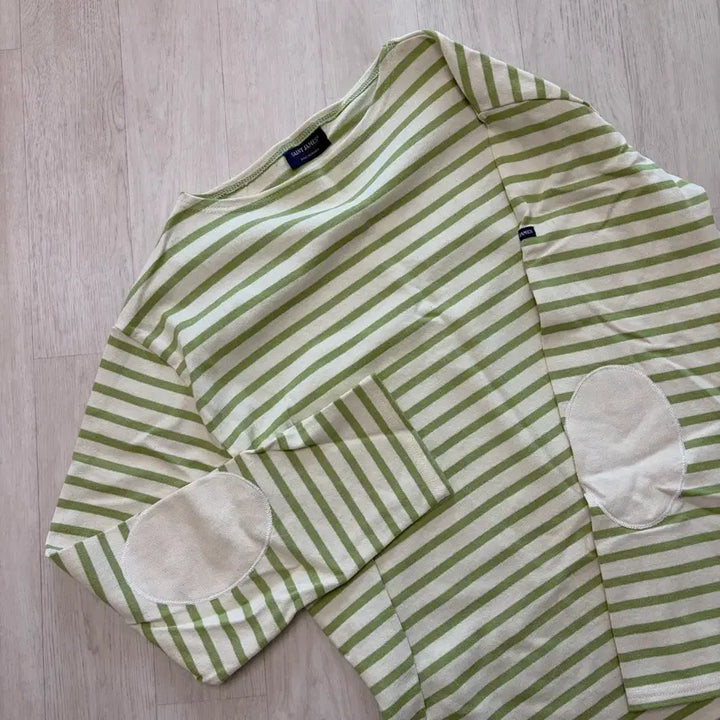 [BUNJANG] Saint James Green Stripe Long Sleeve T-Shirt / 세인트제임스 그린 스트라이프 긴팔 티셔츠