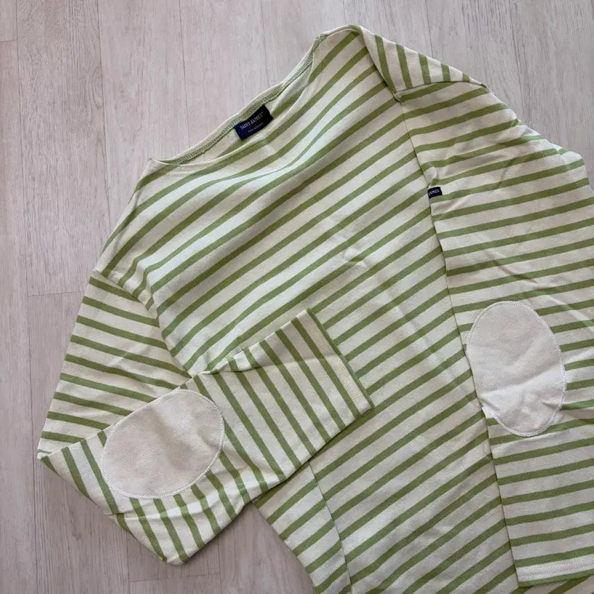 [BUNJANG] Saint James Green Stripe Long Sleeve T-Shirt / 세인트제임스 그린 스트라이프 긴팔 티셔츠