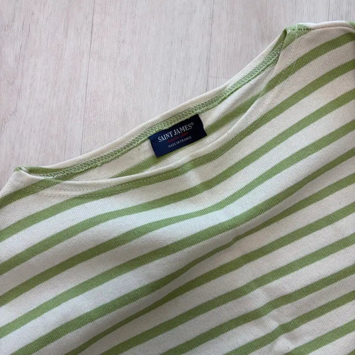 [BUNJANG] Saint James Green Stripe Long Sleeve T-Shirt / 세인트제임스 그린 스트라이프 긴팔 티셔츠