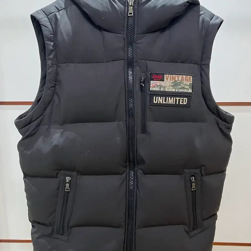 [BUNJANG] Jeep Vintage Charcoal Duck Down 2-Way Separable Sleeve Jumper (105) / 지프(Jeep) 빈티지 차콜 덕다운 - 팔 분리 2way 점퍼 (105/