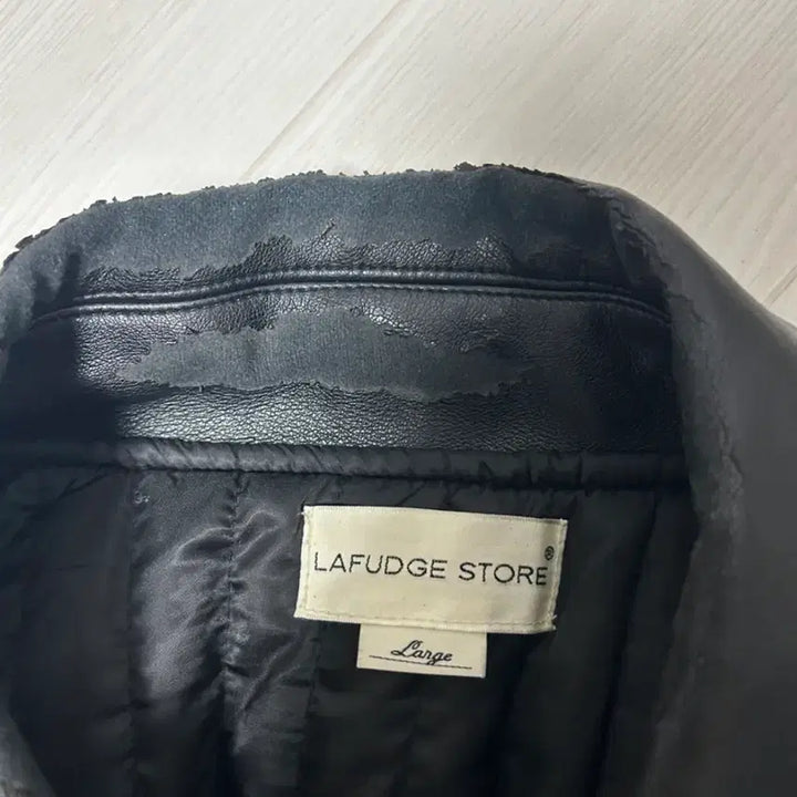 [BUNJANG] La Fila Store Leather Blouson Jacket Black L / 라퍼지스토어 레더 자켓 블랙 L