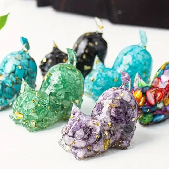 [BUNJANG] Natural Stone Cat Figurine (Onyx, Jade, Amethyst, Clear Quartz) / 천연석 천연원석 오닉스 옥 백수정 자수정 소원석 고양이 장식