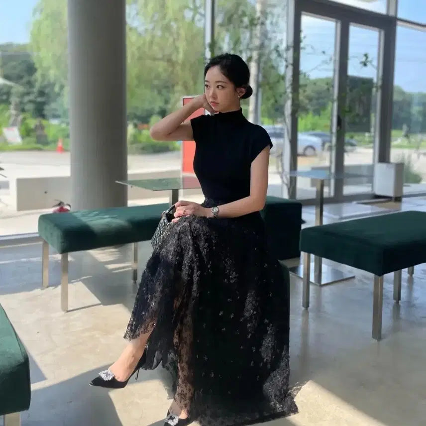 [BUNJANG] Lyra Brillant Bouquet Tulle Skirt M Black / [M] 리라브리앙 부케 튤 스커트 bouquet tulle skirt