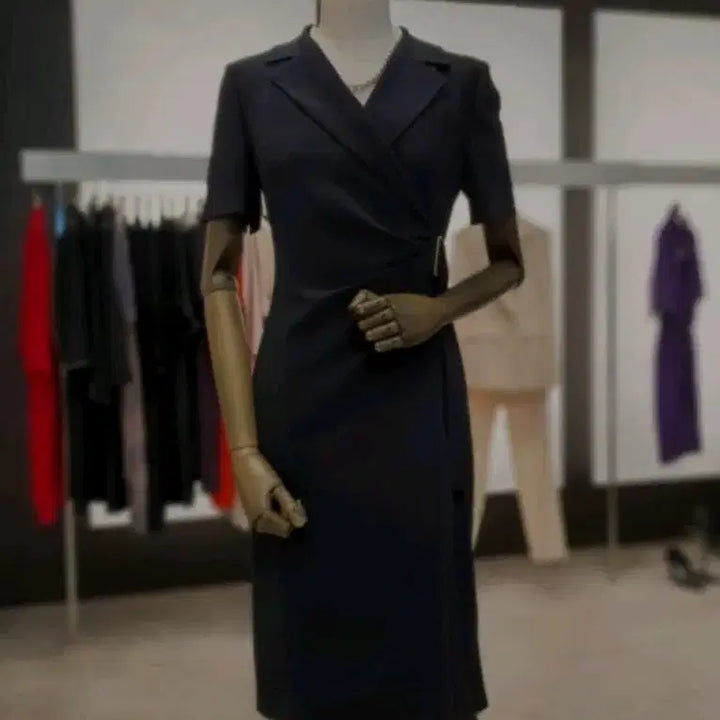 [BUNJANG] Jigott Wrap Style Shirring Dress / 지고트 랩 스타일 블랙 원피스(66,새옷컨디션)
