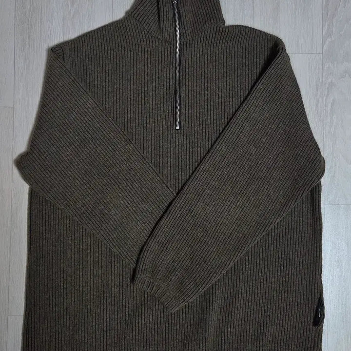 [BUNJANG] Bayer Knit Half Zip-Up Brown Top / 바이엘 니트 하프 집업 브라운
