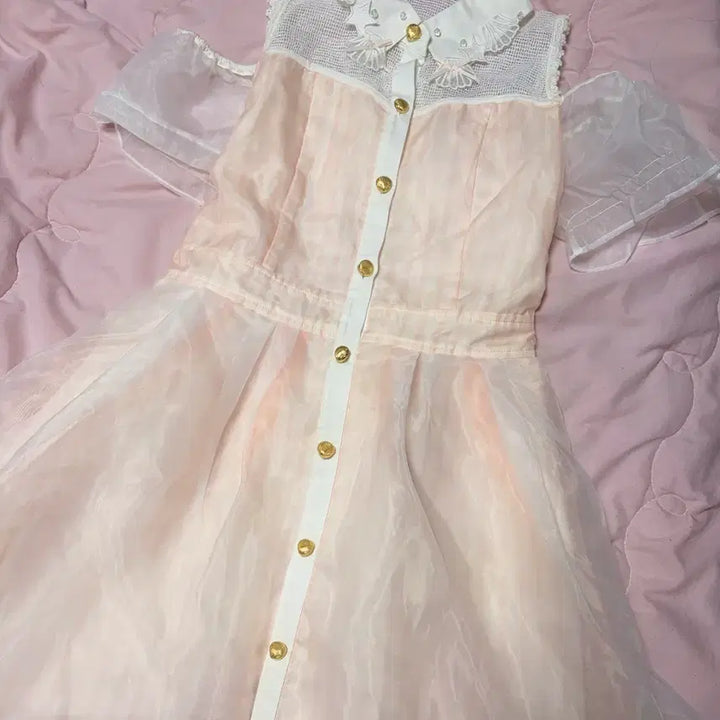 [BUNJANG] Lizlisa Hime Gyaru Off-Shoulder Peach Dress / 리즈리사 히메갸루 옾숄 피치 원피스