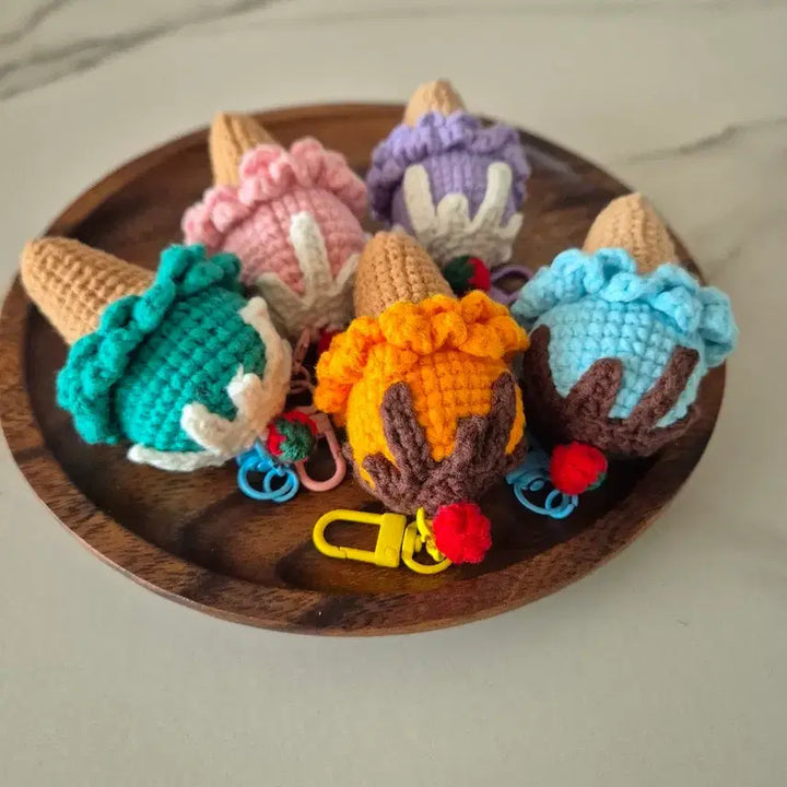 [BUNJANG] Handmade Crochet Ice Cream Keyring / 핸드메이드 뜨개 아이스크림 키링 1개