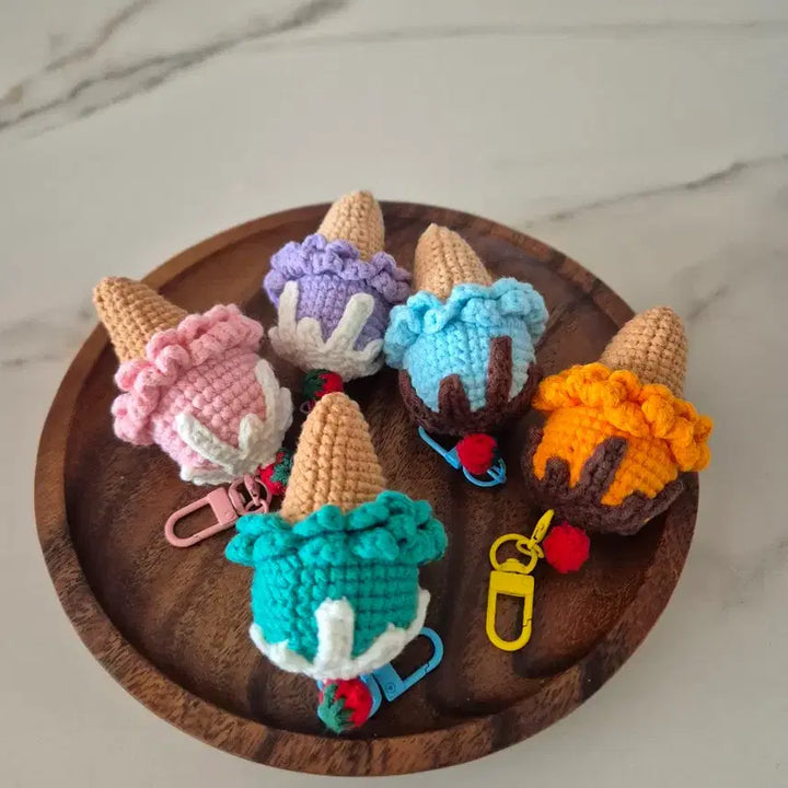 [BUNJANG] Handmade Crochet Ice Cream Keyring / 핸드메이드 뜨개 아이스크림 키링 1개