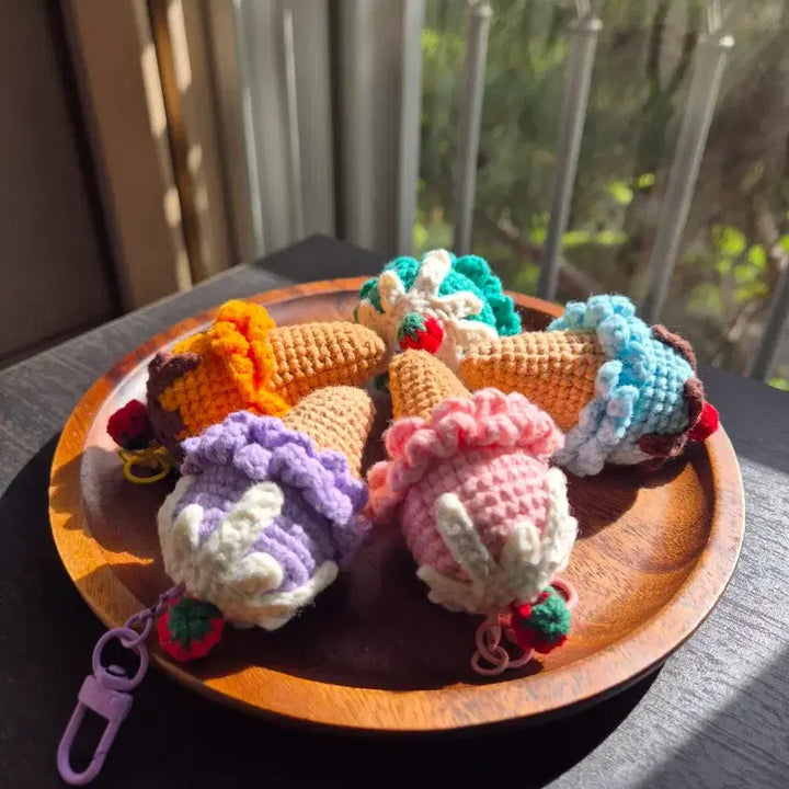 [BUNJANG] Handmade Crochet Ice Cream Keyring / 핸드메이드 뜨개 아이스크림 키링 1개