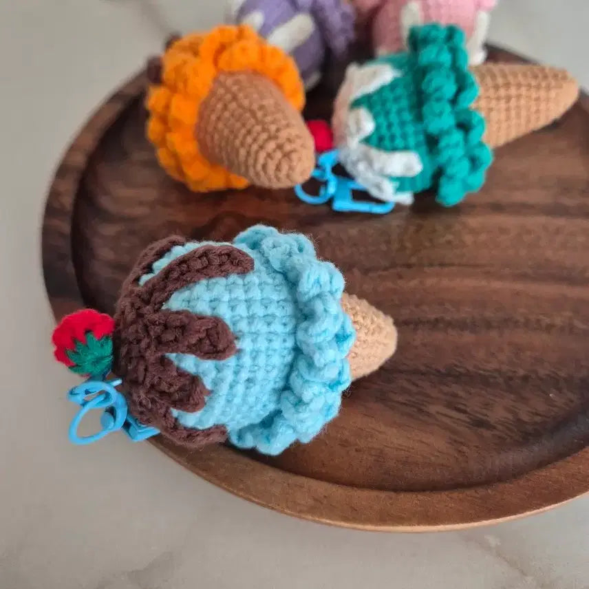 [BUNJANG] Handmade Crochet Ice Cream Keyring / 핸드메이드 뜨개 아이스크림 키링 1개