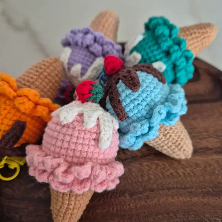 [BUNJANG] Handmade Crochet Ice Cream Keyring / 핸드메이드 뜨개 아이스크림 키링 1개