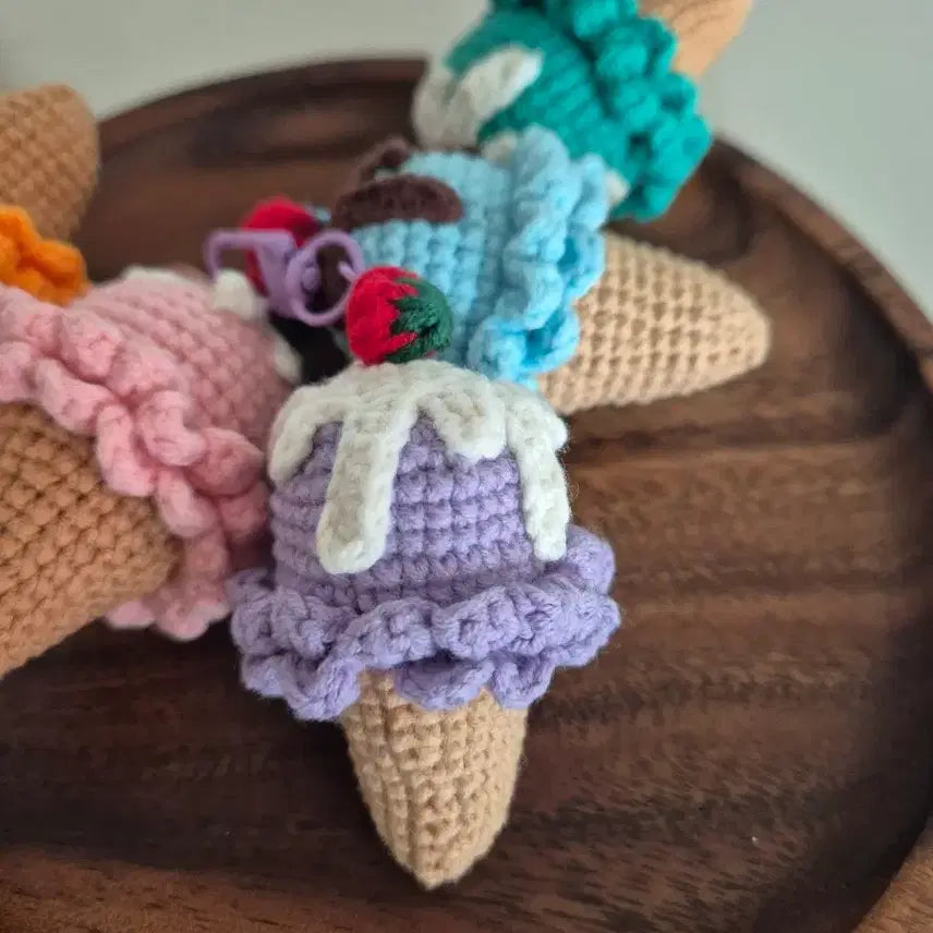 [BUNJANG] Handmade Crochet Ice Cream Keyring / 핸드메이드 뜨개 아이스크림 키링 1개