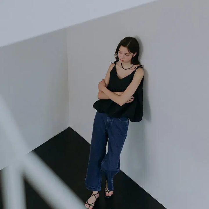 [BUNJANG] Adrs Jacquard Volume Sleeveless Top / 아더즈 Jacquard volume sleeveless