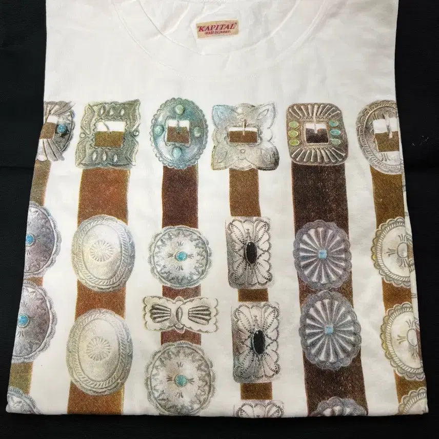 [BUNJANG] KAPITAL 20/-Tenjiku Crew T Curtain Concho White XL / [새상품] 캐피탈 20 크루 티 White XL