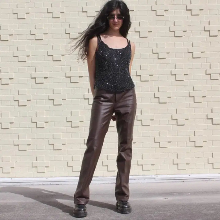 [BUNJANG] Vintage Black Beaded Sleeveless Top / 빈티지 블랙 비즈 슬리브리스 탑