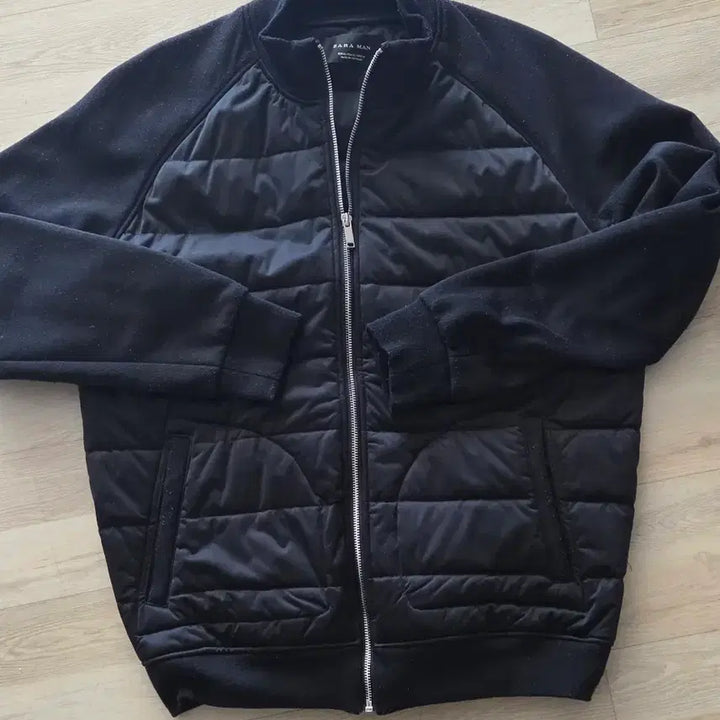 [BUNJANG] Zara Man Black Knit Padded Zip-Up Jacket / 자라 맨 블랙 니트패딩 짚업 자켓