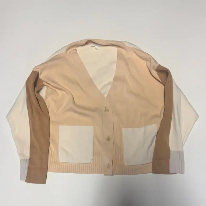 [BUNJANG] Cos Color Block Oversized Cotton Crop Knit Cardigan / 여성 코스 Cos 컬러블록 오버핏 코튼 크롭 니트 가디건