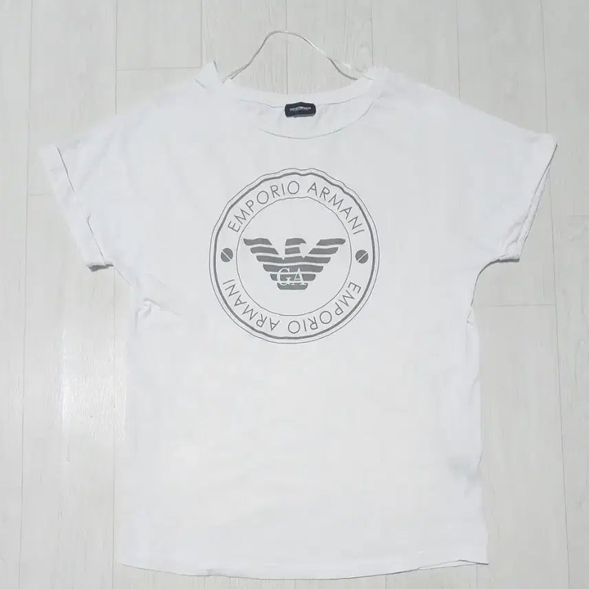[BUNJANG] Emporio Armani White Short Sleeve T-Shirt with Logo / 엠포리오 아르마니 화이트 반팔 티셔츠