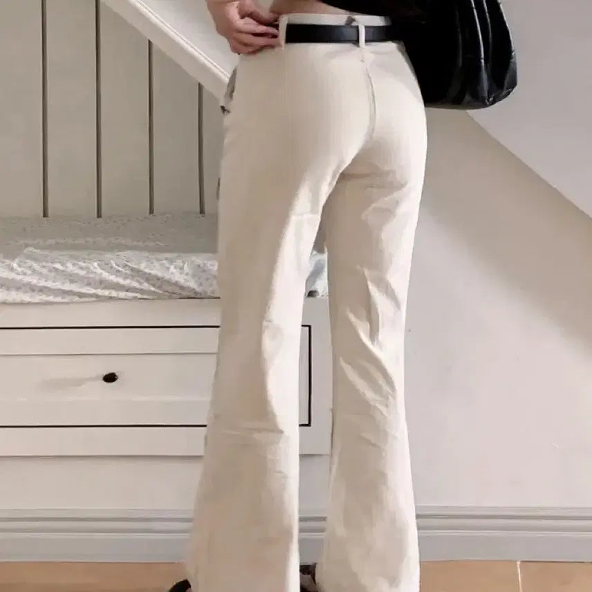 [BUNJANG] Avely Pocket Slit Slim Fit Semi-Bootcut Long Pants / 새상품)에이블리 포켓 절개  카고  슬림핏 세미 부츠컷 롱 팬츠