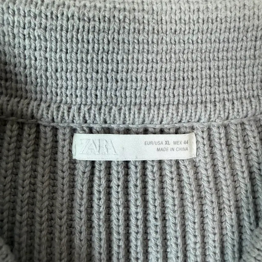 [BUNJANG] ZARA Knit Zip-Up Cardigan Gray / 자라 니트 집업 가디건 회색