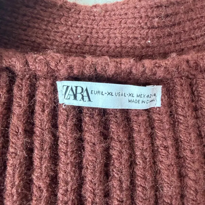 [BUNJANG] ZARA Brown Knit Cardigan / 자라 브라운 니트 가디건