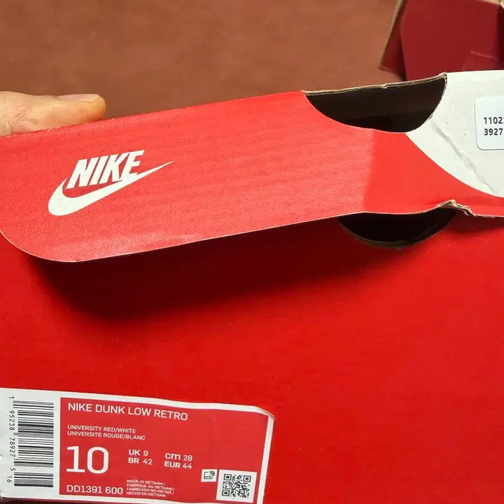 [BUNJANG] Nike Dunk Low White/Red Sneakers 280 New / 나이키 덩크 로우 화이트/레드 운동화 280 새상품