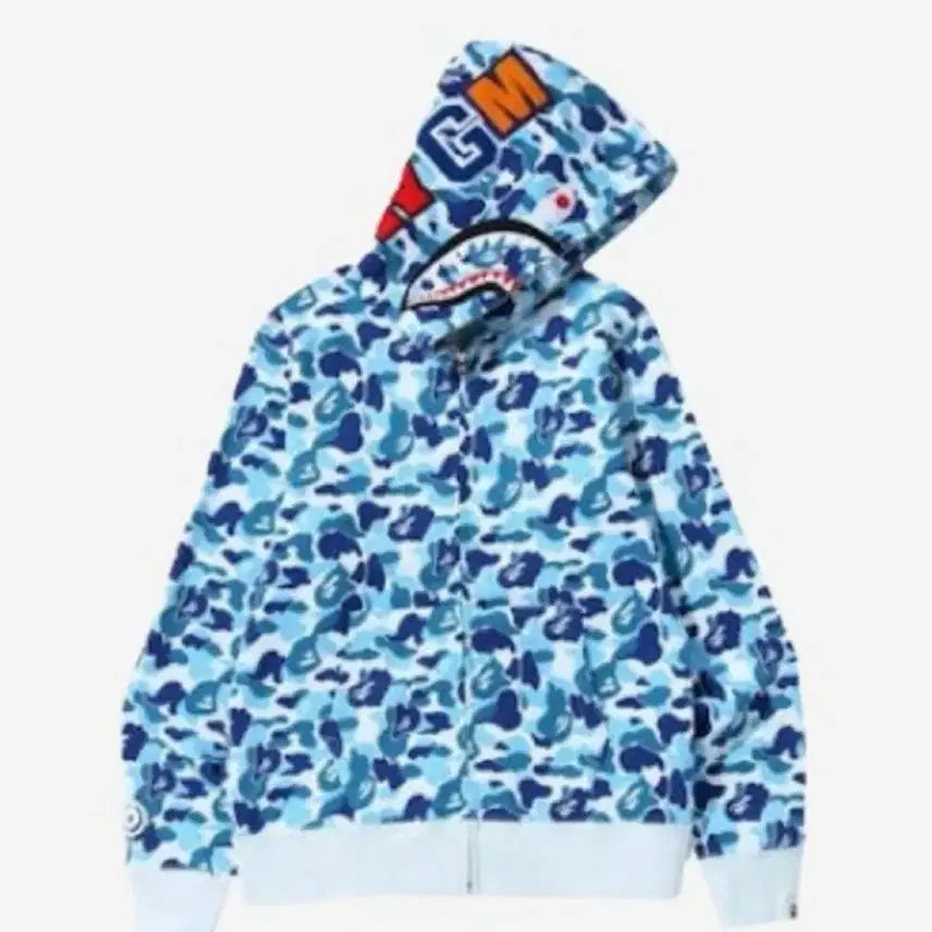 [SOLD OUT] BAPE 블루 카모 샤크 후드집업 베이프