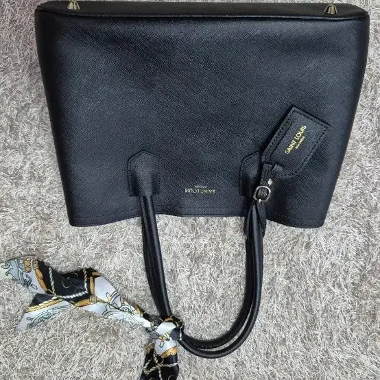 [BUNJANG] Saint Louis Black Shopper Bag with Scarf / 블랙 쇼퍼백 + 스카프