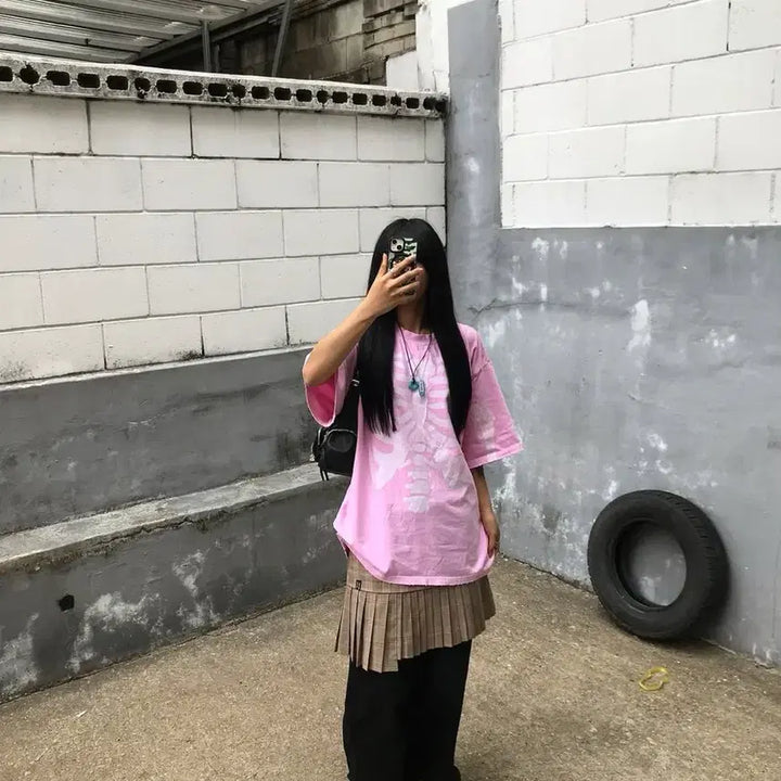 [BUNJANG] 스키즘인듀싱 RIB CAGE T SHIRT_PINK M사이즈 / 스키즘인듀싱 RIB CAGE T SHIRT_PINK M사이즈