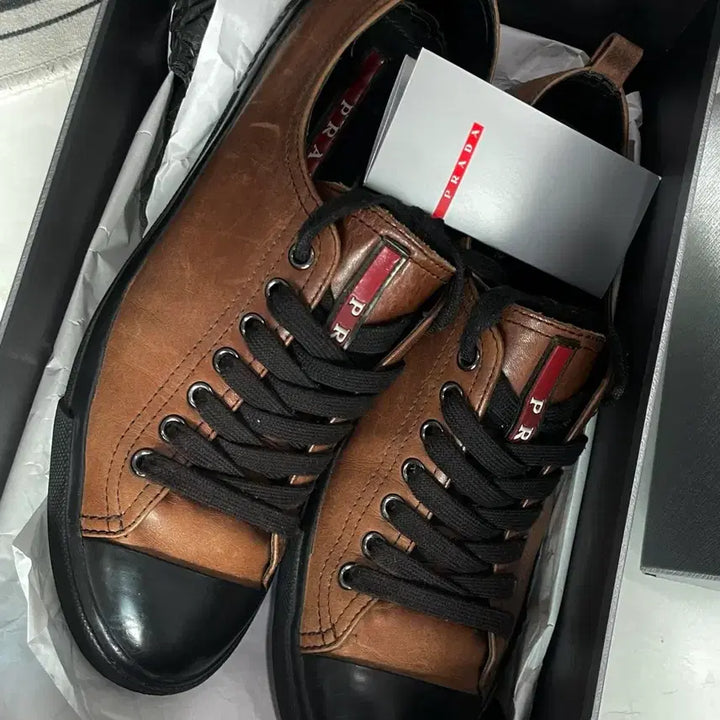 [BUNJANG] Prada Sport Brown Leather Lace Up Sneakers / 1999s Prada sport Brown Leather Lace Up